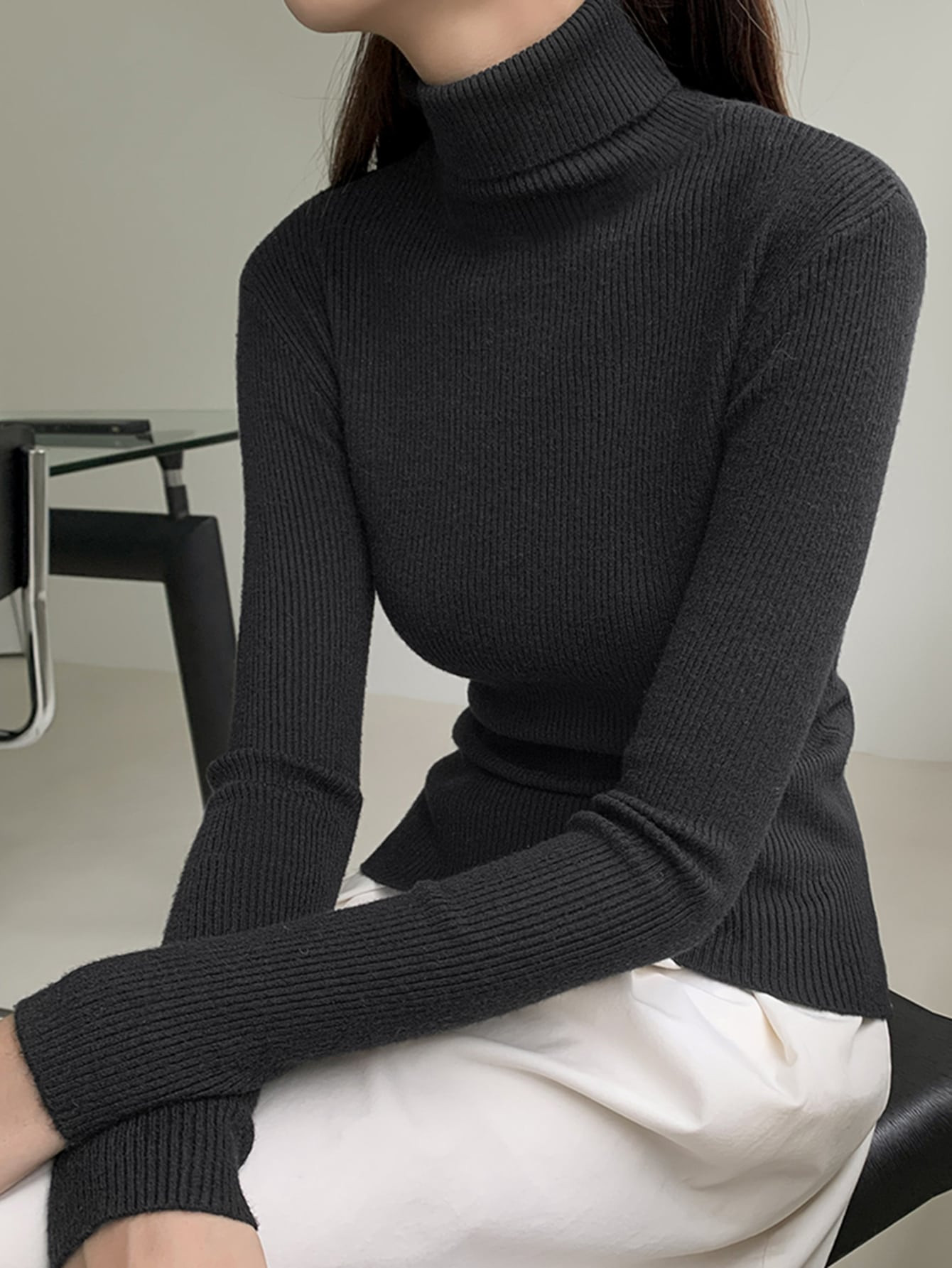 DAZY Ribbed Knit Turtleneck Sweater | SHEIN