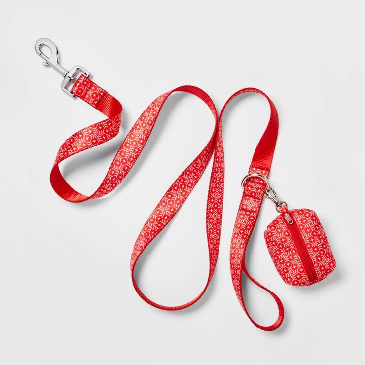 Holiday 5ft Dog Leash with Waste Bag Holder - 2ct - Red - Wondershop™ | Target