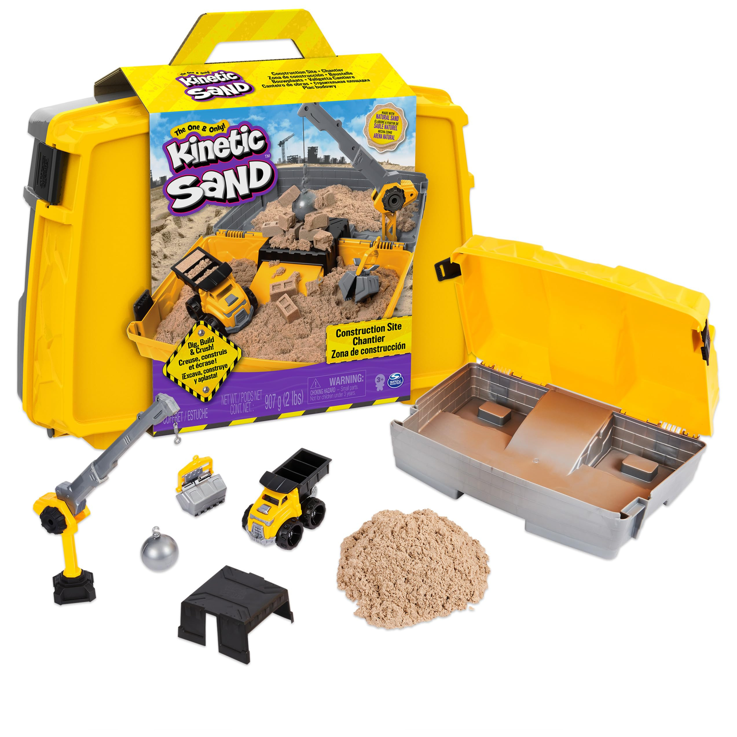 Kinetic Sand, Construction Site Folding Sandbox with 2lbs Play Sand & Toy Truck, Storage Case, Se... | Amazon (US)