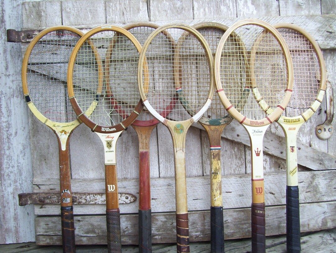 Wood Tennis Racket Wilson Jack Kramer Billie Jean King Tex Flite Mohawk RUSTIC Broken Strings War... | Etsy (US)