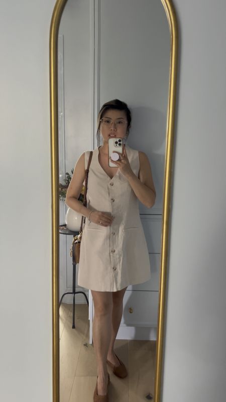 I am loving these vest dresses! I got this in a size small but think I can size down to an XS in petite. I’m 5’1 for reference. 

This is a nice linen blend material and it’s so easy but stylish to wear and style. It’s giving effortless summer chic in the city  

#LTKVideo #LTKStyleTip #LTKFindsUnder100
