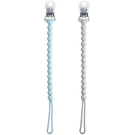 BooginHead Silicone Pacifier Clip Baby Pacifier Holder, 2-Pack, Slate & Powder Blue | Amazon (US)