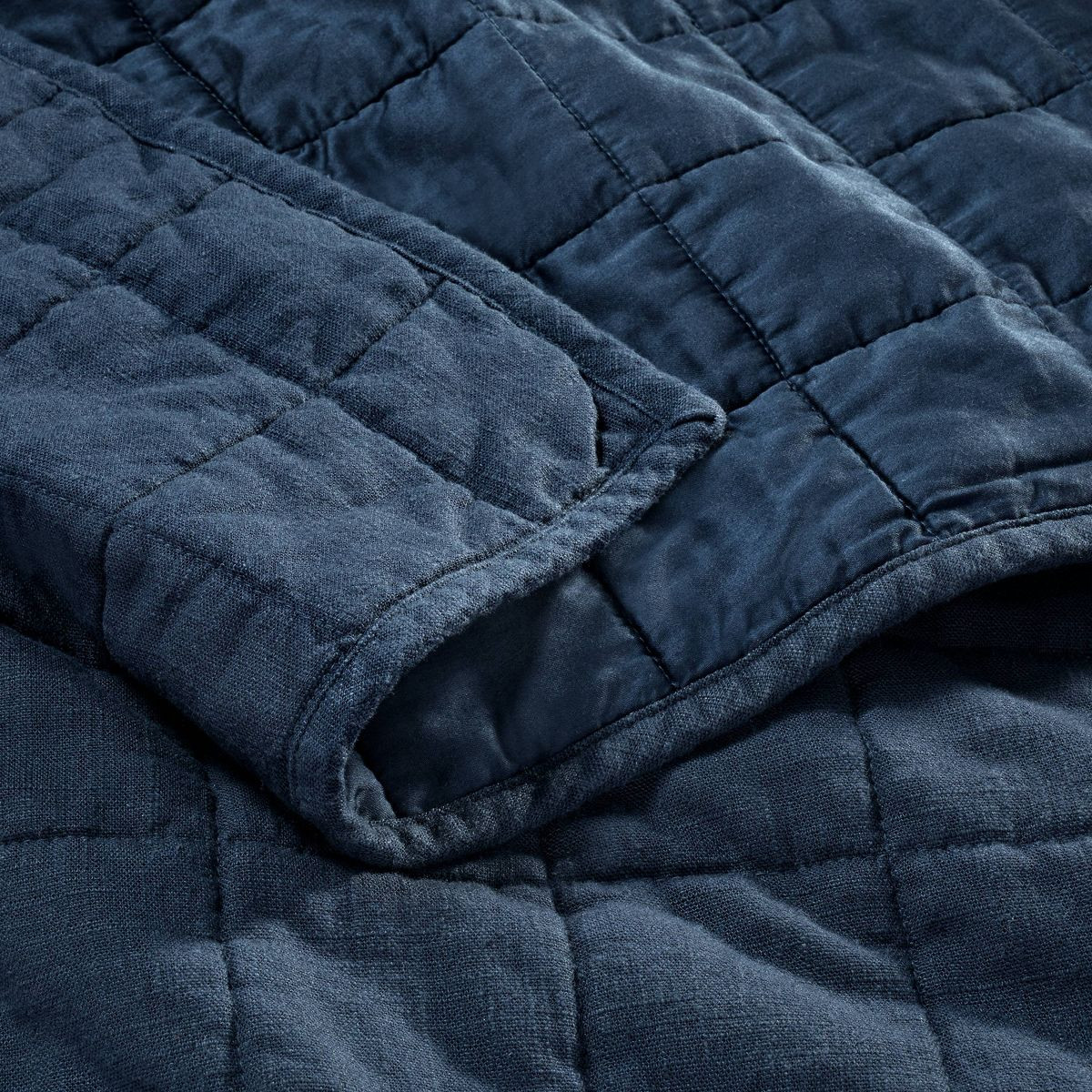 King Heavyweight Linen Blend Quilt Dark Mineral Blue - Casaluna™ | Target
