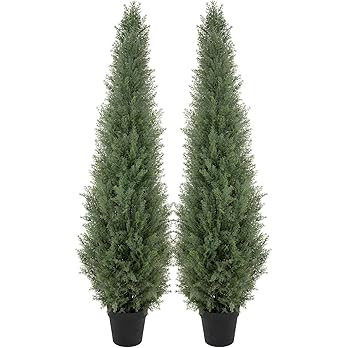 Amazon.com: Bellacat 5ft UV Resistant Artificial Topiary Trees Outdoor, 60in Faux Cedar Tree with... | Amazon (US)