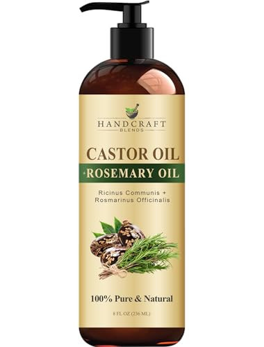 Handcraft Blends Castor Oil with Rosemary Oil 8 Fl Oz | 100% Pure and Natural | Premium Grade Carrier Oil | Hair, Eyelashes and Eyebrows | Hair and Body | Amazon (US)