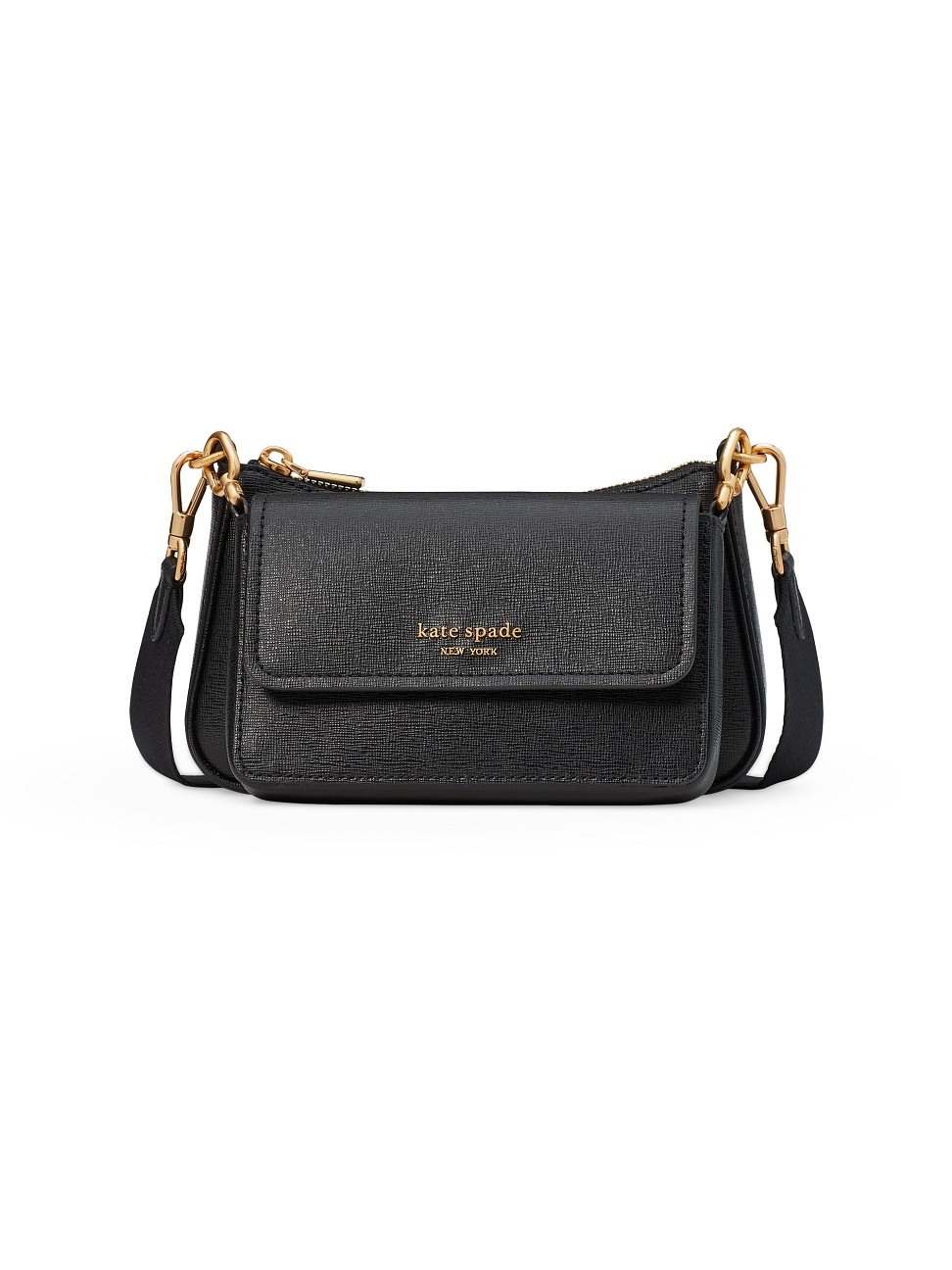 Women's Morgan Saffiano Leather Double Up Crossbody Bag - Black - Black | Saks Fifth Avenue