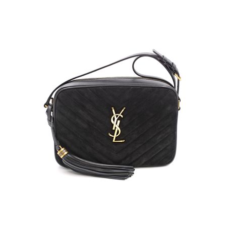 Saint Laurent Lou Matelasse Black Velvet Leather Small Camera Crossbody Bag | Walmart (US)