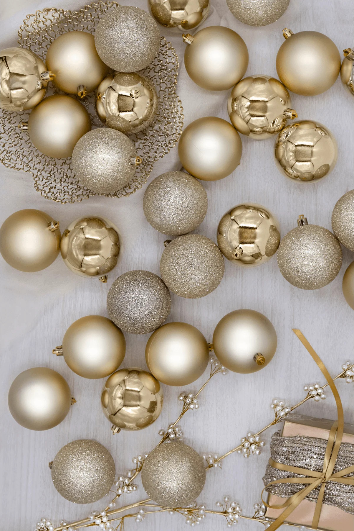 Gold Metallic Shatterproof Ornaments (48 Pack) | King of Christmas