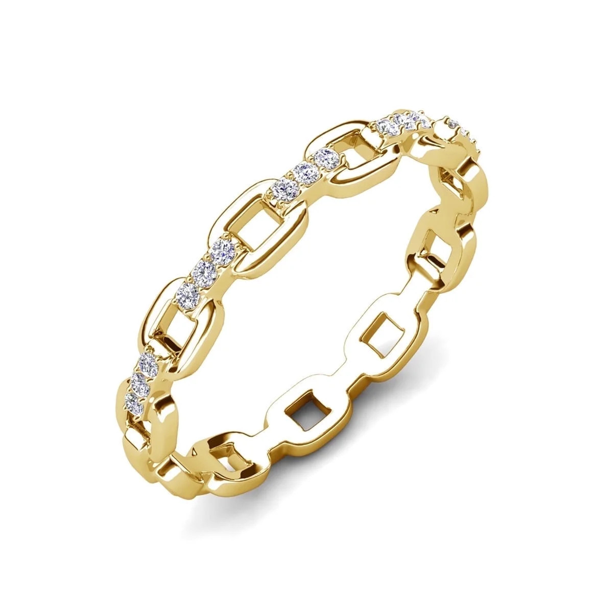 Cate & Chloe Paula 18k Yellow Gold Plated Chain Link Ring with Swarovski Crystals, Gift for Women | Walmart (US)