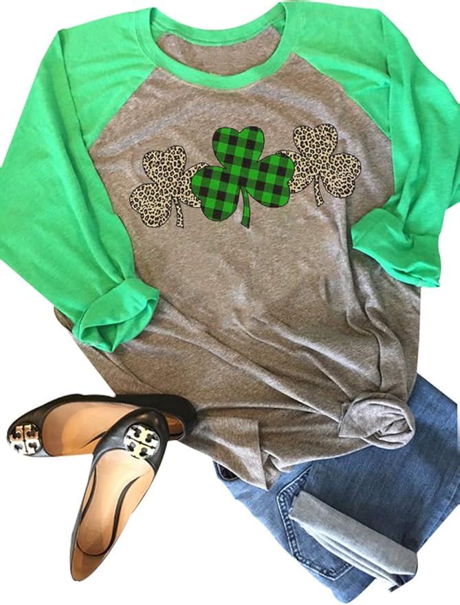 St Patricks Day Shirt Women Lucky Irish Shamrock Paddy's Day Clothes Top | Amazon (US)