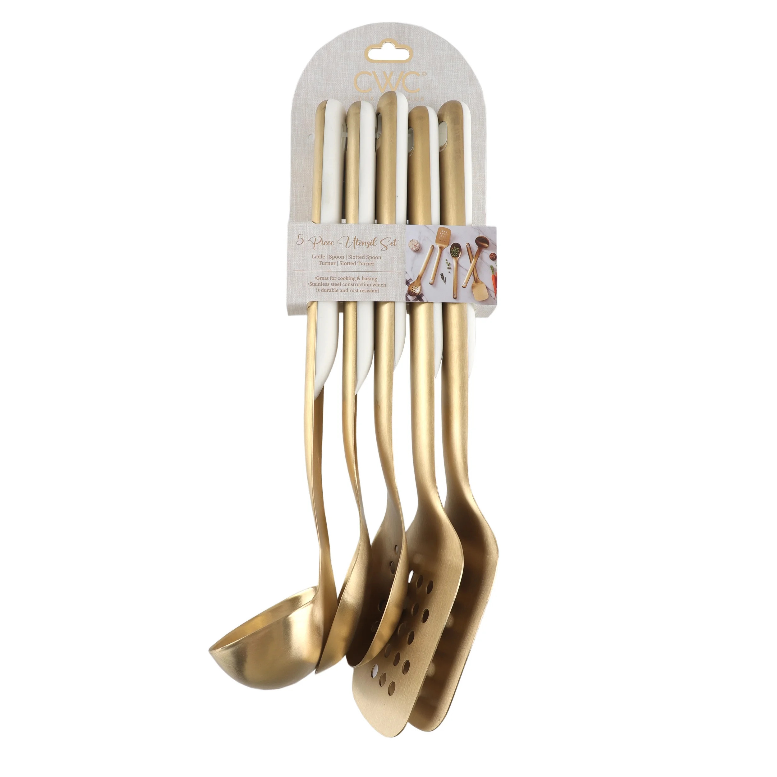 Cook with Color 5-Piece Stainless Steel Utensil Set – Gold, Durable & Stylish Kitchen Tools | Walmart (US)