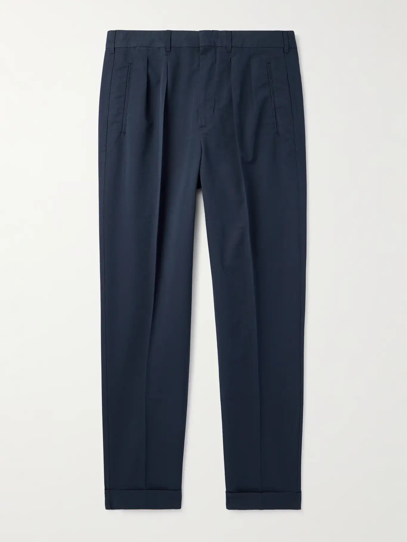 Straight-Leg Pleated Cotton and Silk-Blend Poplin Trousers | Mr Porter (US & CA)