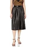 Calvin Klein Women's Pleated Faux Leather Skirt, black, 14 | Amazon (US)