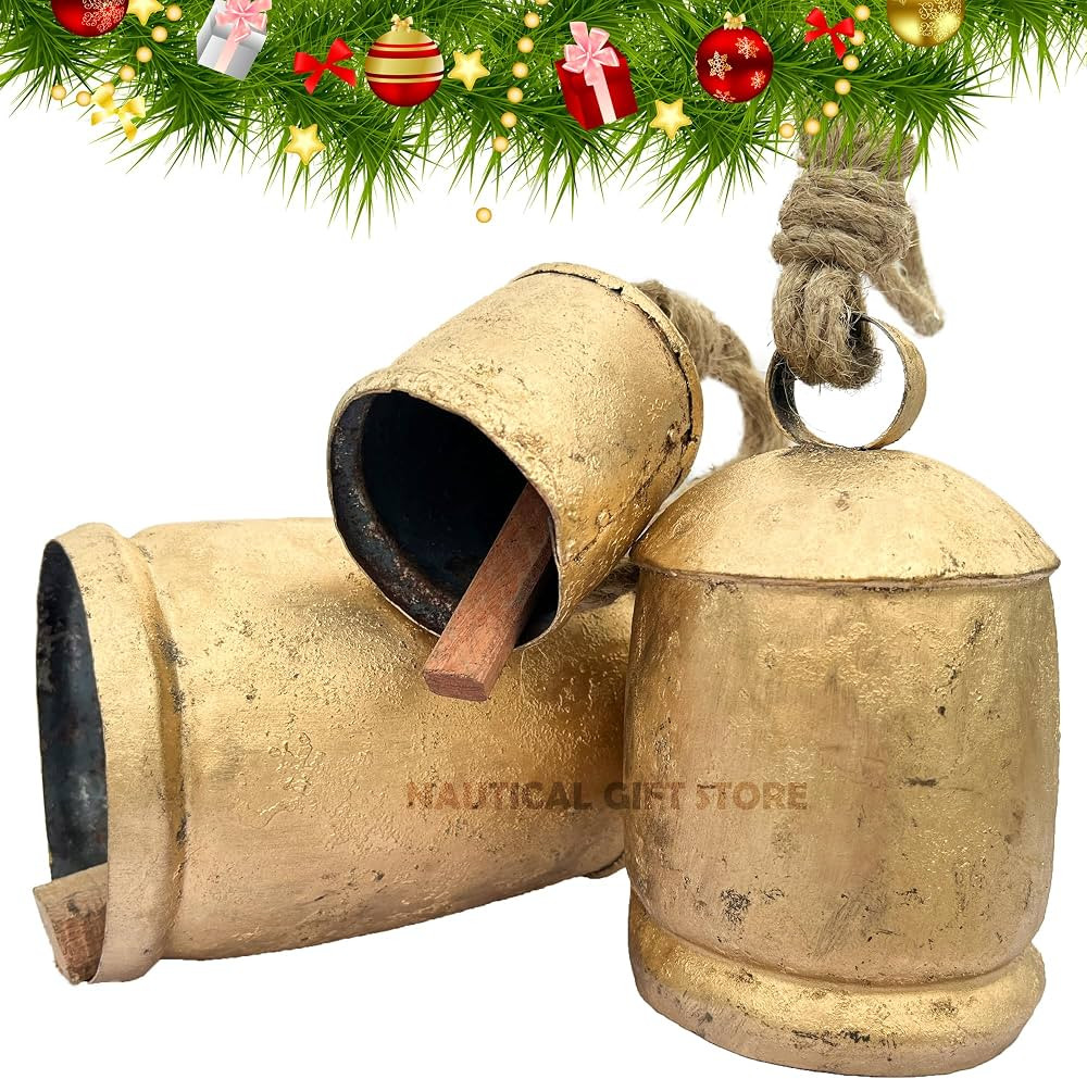 Giant Harmony Cow Bells, Set of 3, Huge Vintage Handmade Rustic Lucky, XL Bells On Rope, Country ... | Amazon (CA)
