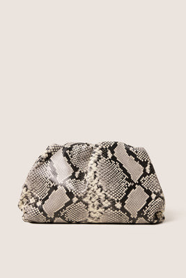 EVEREVE Women's Ryan Leather Clutch Bag, Snake Grey | Evereve
