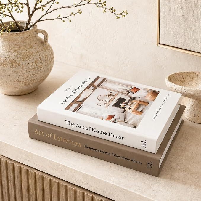 Decorative Books for Home Decor with Storage – Set of 2 Faux Linen Book Boxes with Aesthetic Co... | Amazon (US)