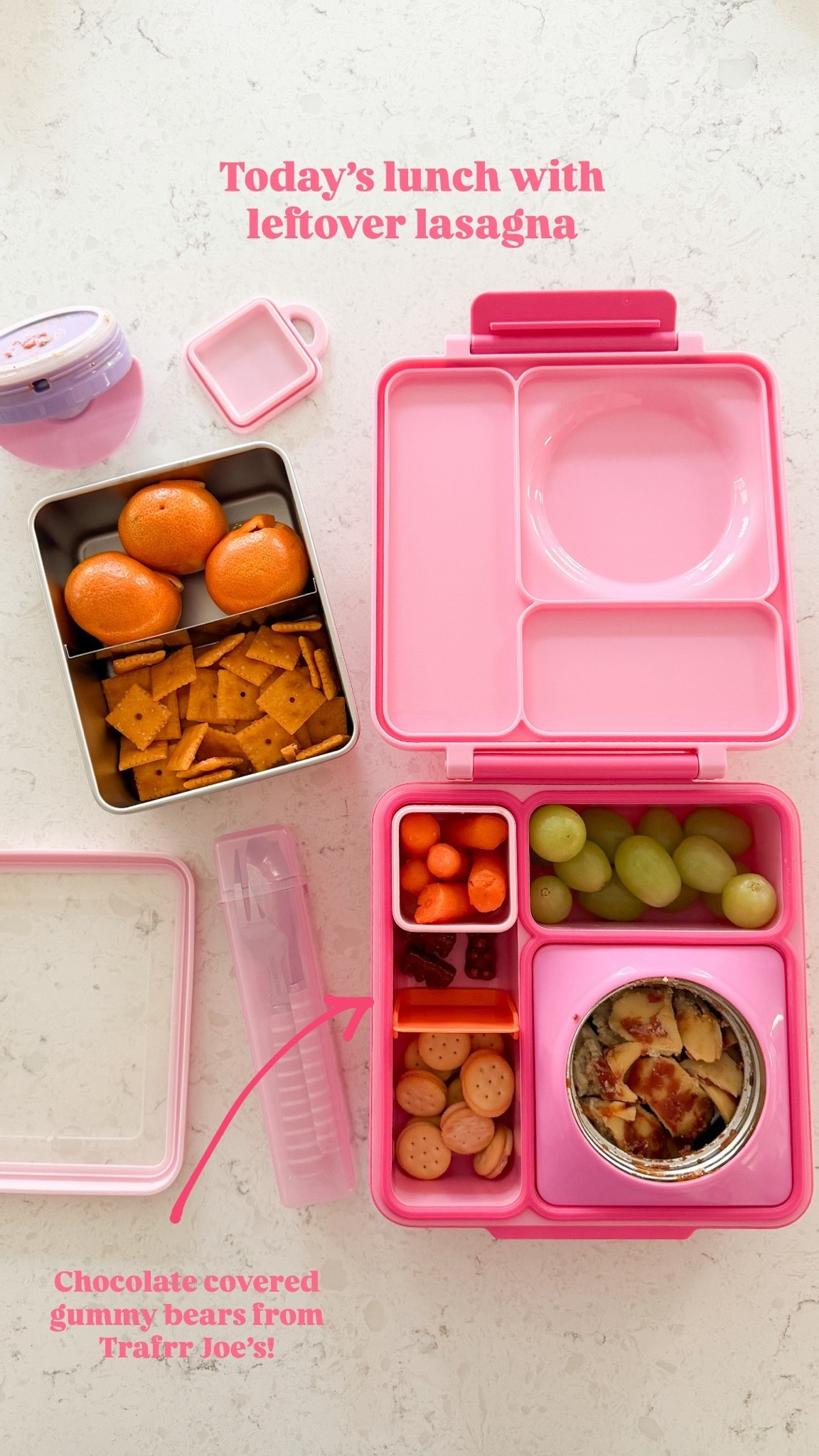 Lasagna lunch for the kids! Omie thermos lunchbox and Pottery Barn Kids stainless steel snack bento box

#LTKmorningroutine #LTKKids #LTKHome