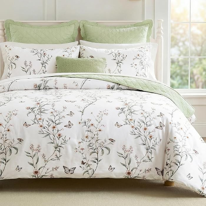 Bedorm Juego de funda de edredón 100% algodón, tamaño King, juego de ropa de cama floral vinta... | Amazon (US)