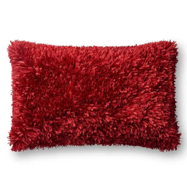 Solid Ribbon Shag Rectangle 13 x 21 Throw Pillow or Pillow Cover - Accent - Polyester - Red | Bed Bath & Beyond