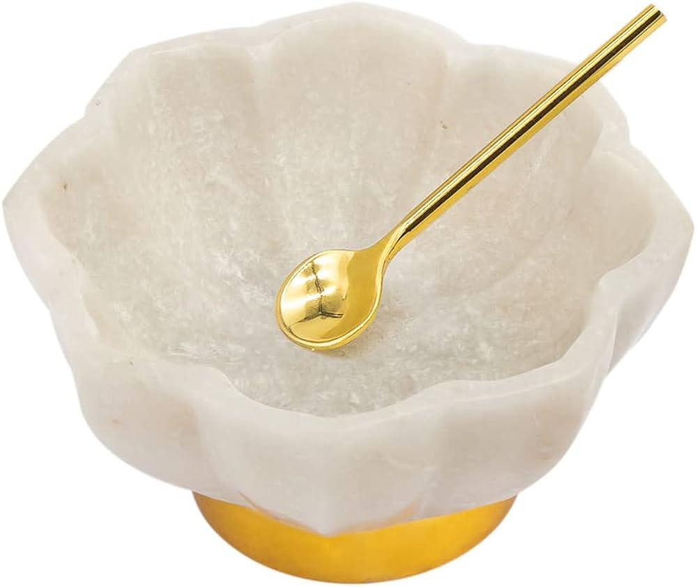 Godinger Spice Dish with Gold Spoon for Salt, Olive Oil, Condiments & More Marble | Amazon (US)