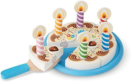 Melissa & Doug Birthday Party Cake - Wooden Play Food With Mix-n-Match Toppings and 7 Candles | Amazon (US)