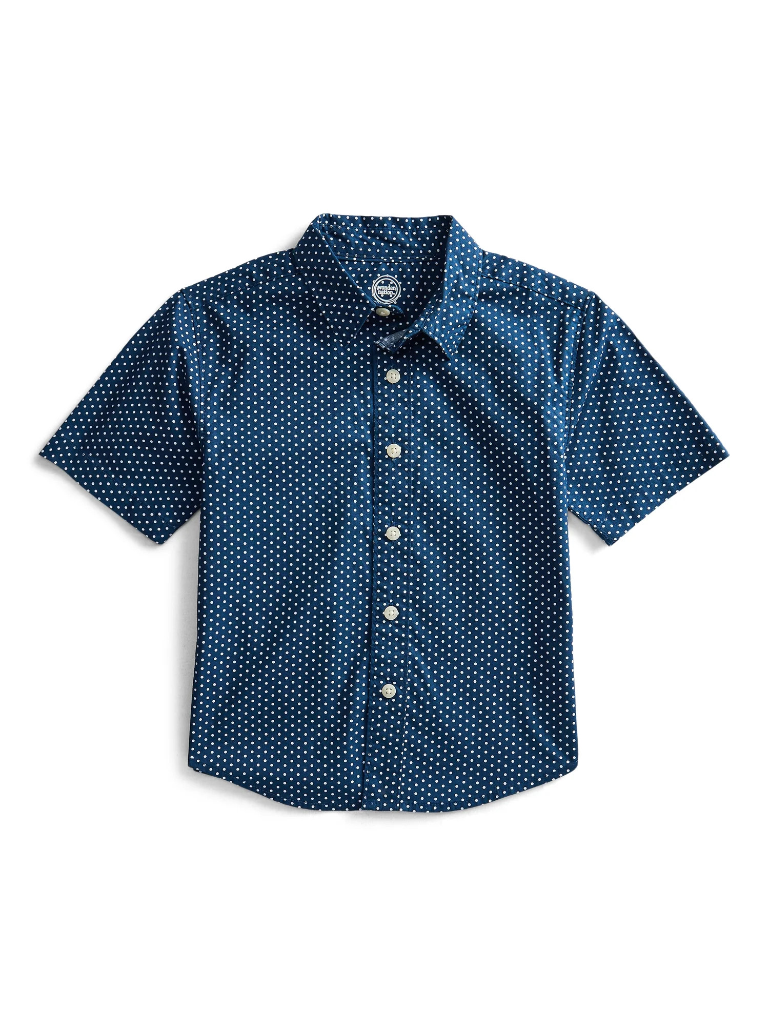 Wonder Nation Boys Cotton Woven Button-Down Shirt with Short Sleeves, Sizes 4-18 | Walmart (US)