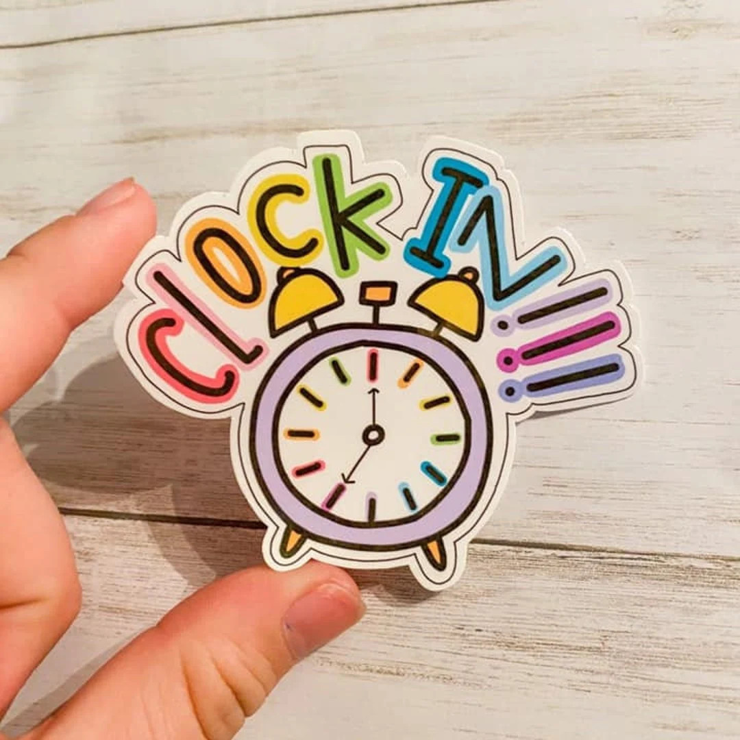 Clock In Vinyl Sticker | Etsy (US)