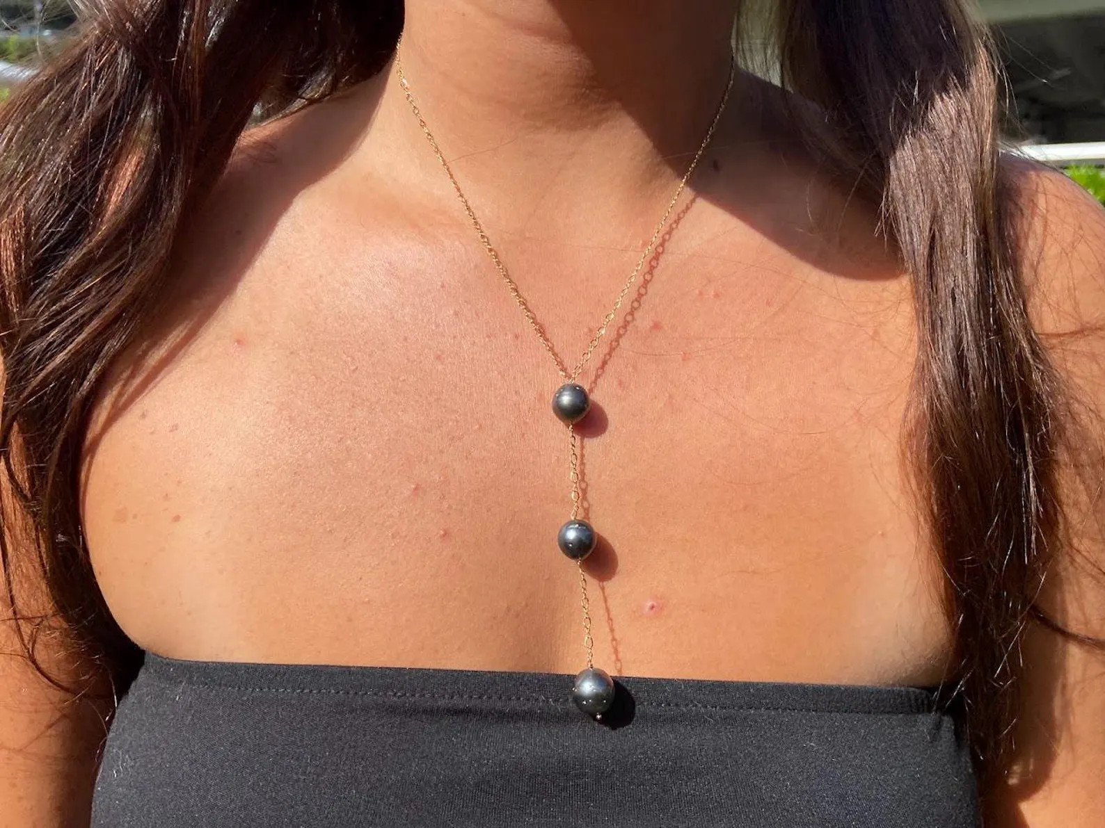 Tahitian Pearl Lariat Necklace | Gold-filled | Pearls | Tahitian Pearl | Hawaiian Necklace | Dain... | Etsy (Global)