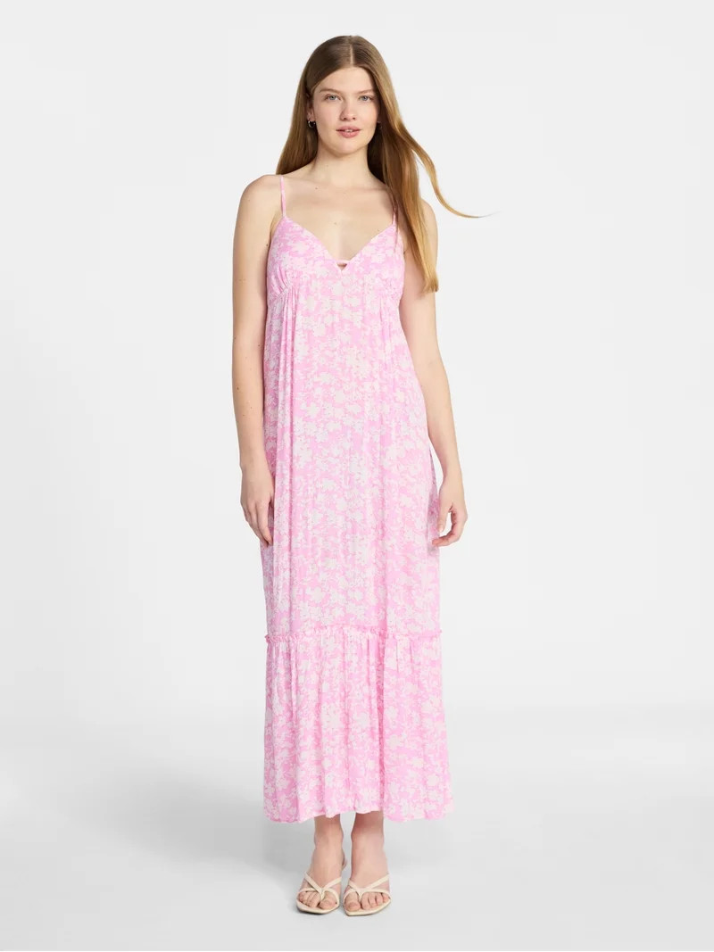 No Boundaries Sleeveless Tiered Maxi Dress, Women's XXS-XXL | Walmart (US)