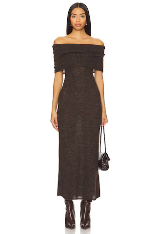 MAJORELLE Avalee Maxi Dress in Chocolate Brown from Revolve.com | Revolve Clothing (Global)
