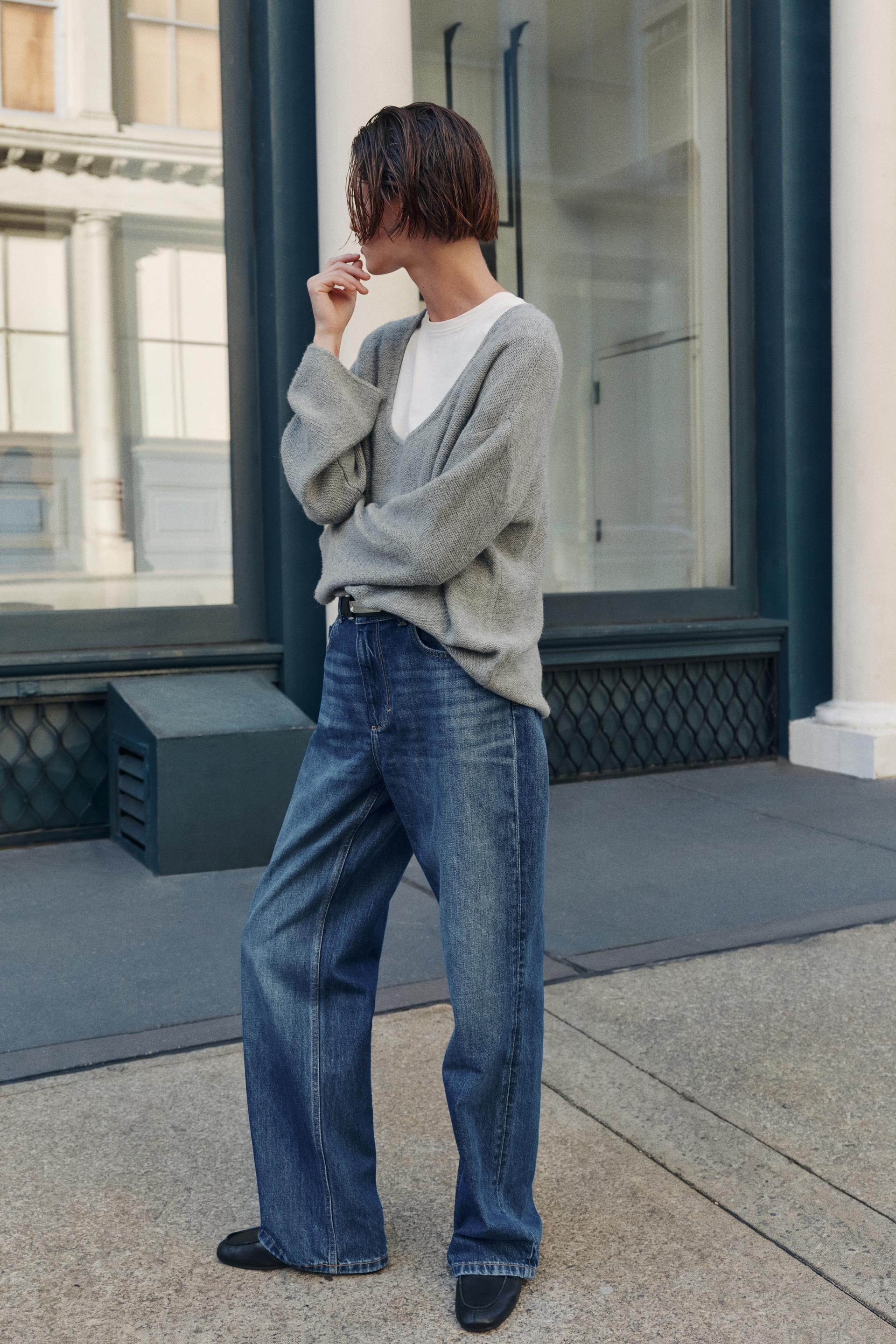 Zara - Crew Neck Knit Jumper - Gray Marl - S - Woman | Zara US