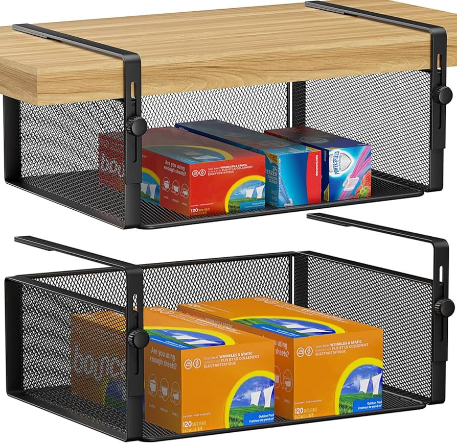 2Pack Under Shelf Basket Organizer,Adjustable Hanging Holder for Cabinet Pantry Kitchen Cupboard ... | Amazon (US)