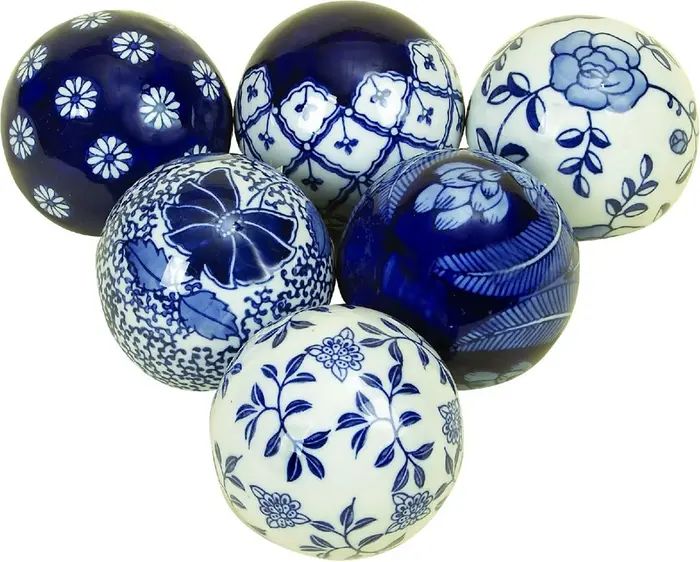 Blue/White Ceramic Blue Ball - Set of 6 | Nordstrom Rack