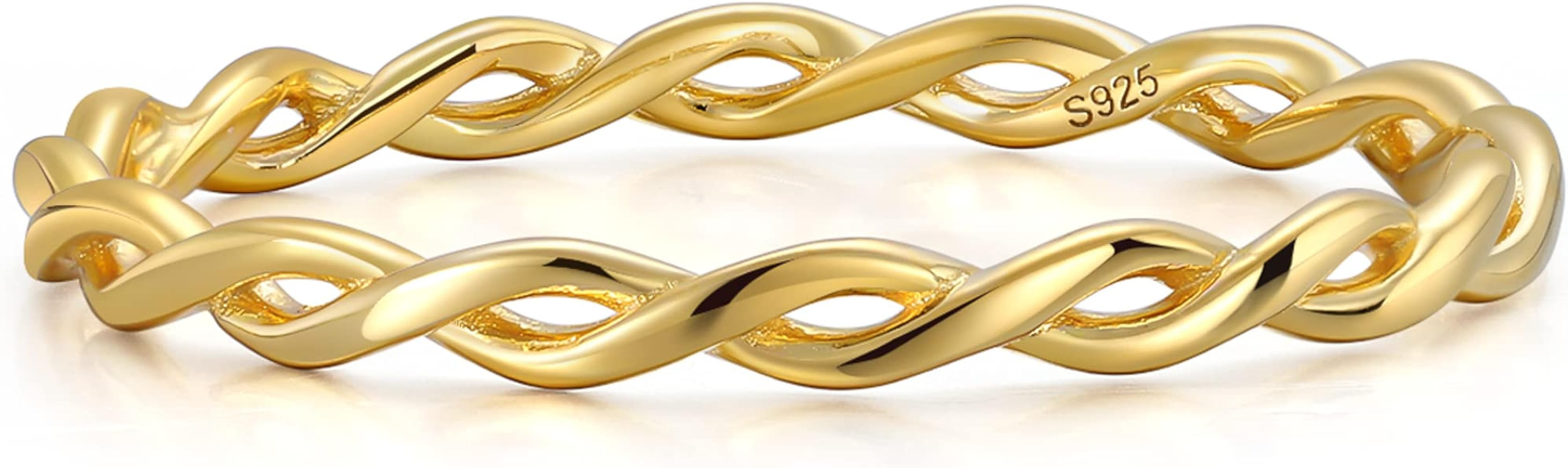 BLOSSOM & HUE Woven Braided Stacking Ring | 18k Gold | Thin Dainty Band | Infinity Twist Eternity... | Amazon (US)