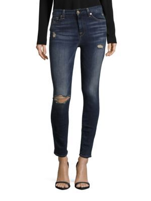 7 For All Mankind - Pre-Distressed Skinny Jeans | Saks Fifth Avenue OFF 5TH