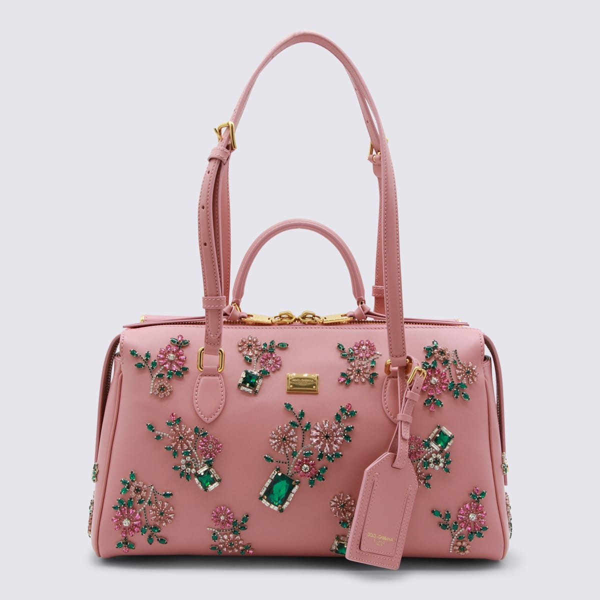 Dolce & Gabbana Pink And Multicolor Crystal Leather Vittoria Shoulder Bag | Italist.com US