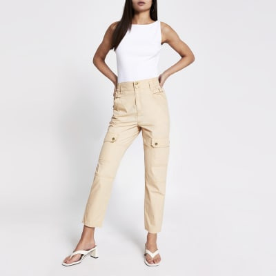 Beige buckle side cargo trousers | River Island (UK & IE)