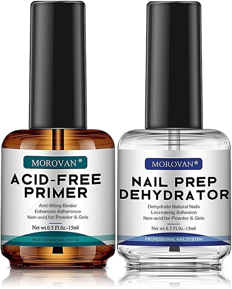 Morovan Professional Natural Nail Prep Dehydrate and Acid-Free Primer, Dehydrator for Acrylic and... | Amazon (US)