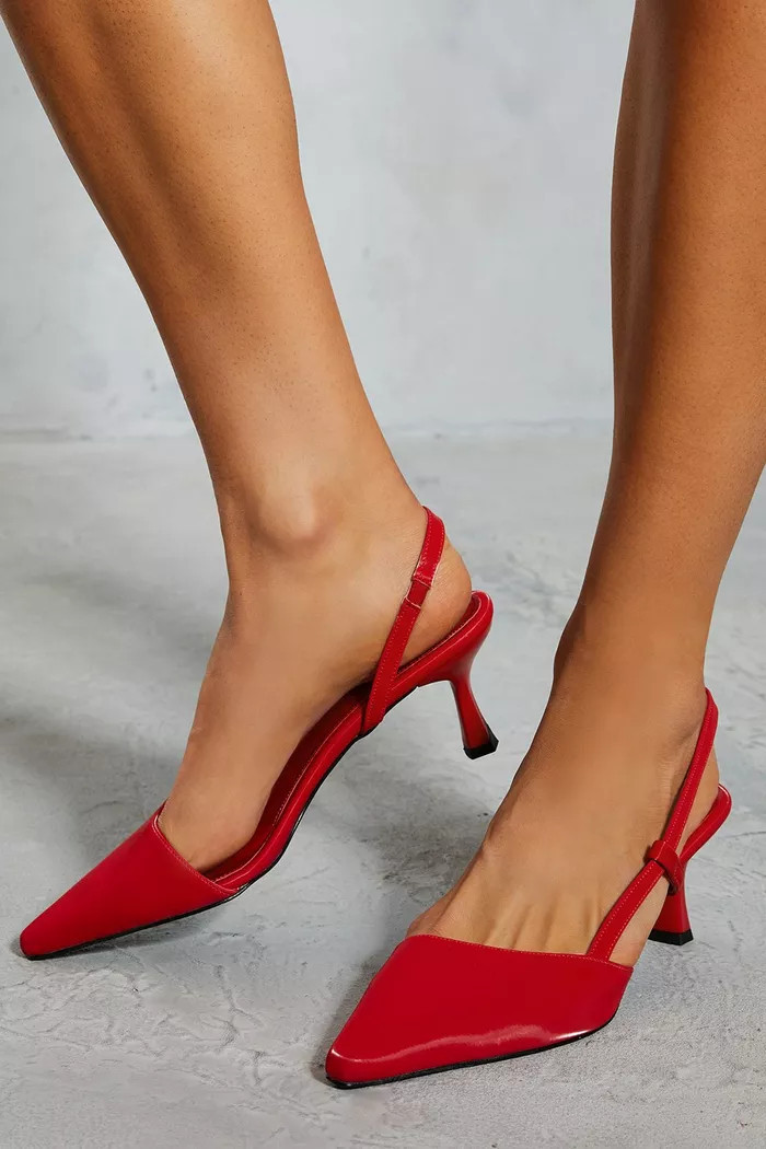 Patent Sling Back Kitten Heel Court Shoes | Boohoo.com (UK & IE)