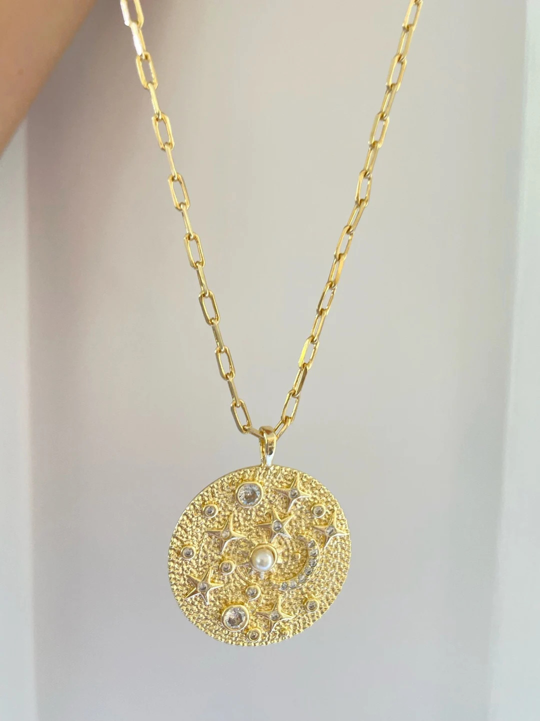 Gold Necklace, Sun Moon Necklace, Celestial Jewelry, Dainty Necklace, Gift for Her, Moon Star Gol... | Etsy (US)