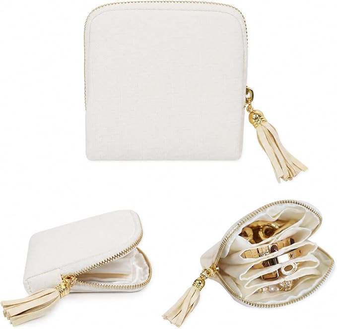 Travel Jewelry Case Organizer for Women Portable Jewelry Box with Small Pouches for Gemstones Hea... | Amazon (US)