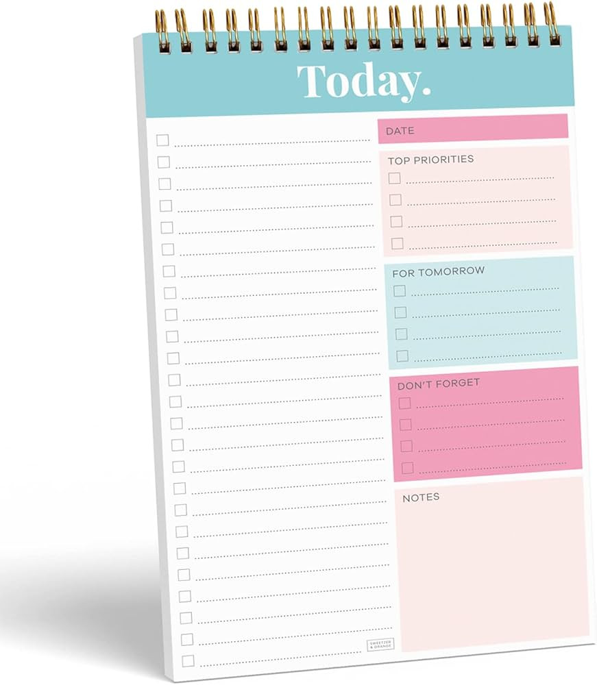 S&O Daily Planner Notepad for Productivity - 52 Page Daily To Do Planner - Undated Planner and Or... | Amazon (US)