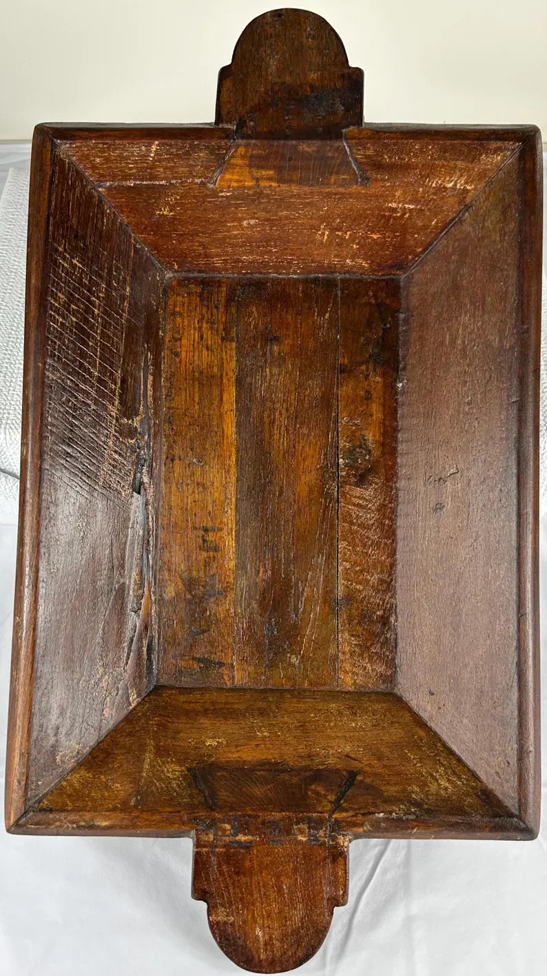 Antique Hand Carved Wooden Bowl / Trencher with Handles Natural Crack in Bottom | Etsy (US)