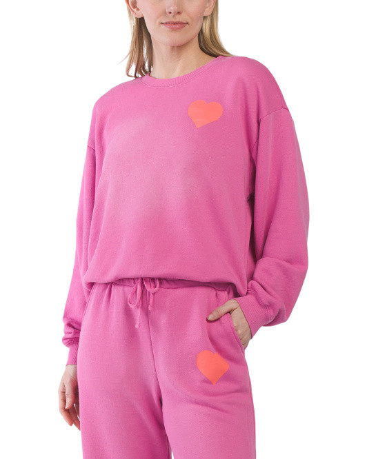 Heart Graphic Crew Neck Sweatshirt | TJ Maxx
