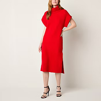Worthington Womens Short Sleeve Midi Sweater Dress | JCPenney