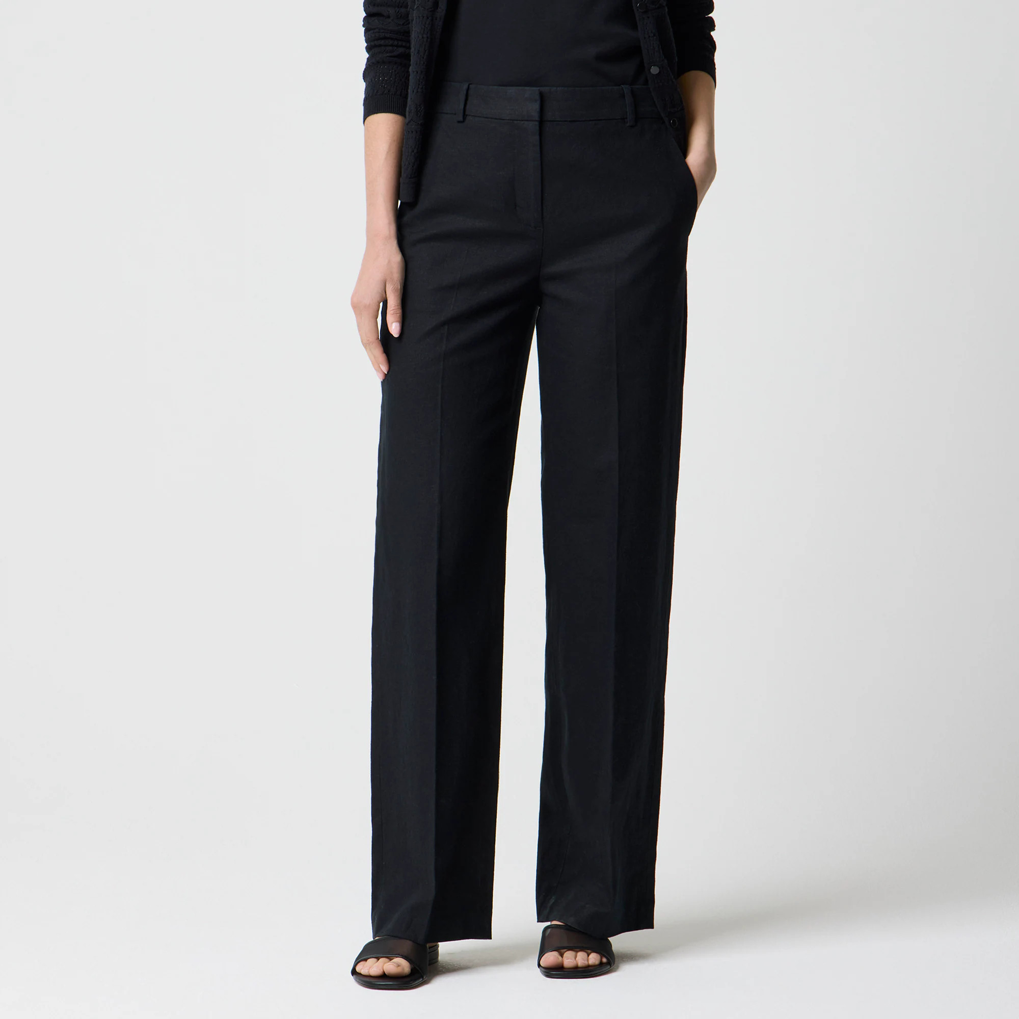 Linen-blend Remy high-rise wide-leg cropped pant | J.Crew Factory