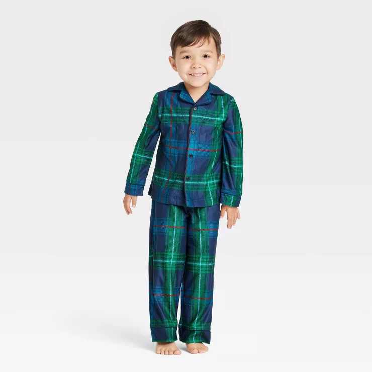 Toddler Holiday Tartan Plaid Flannel Matching Family Pajama Set - Wondershop™ Blue | Target