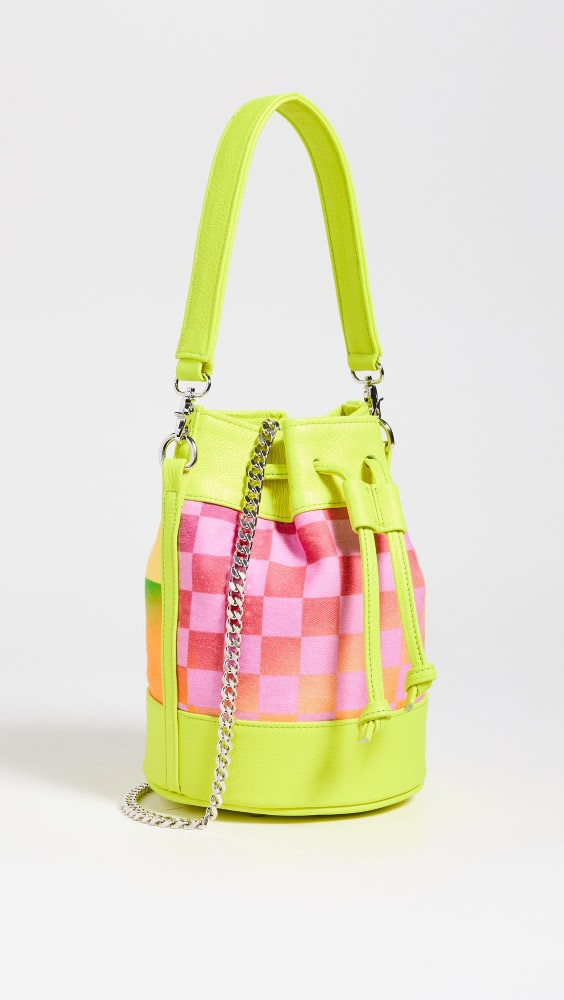 BruceGlen Purple Bucket Bag With Psych Check Print | Shopbop | Shopbop