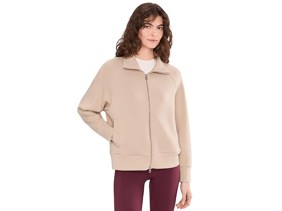 Varley Tyde Zip Through Sweat Women's Sweatshirt Light Taupe : XXS, Elastane/Polyester/Viscose | Zappos