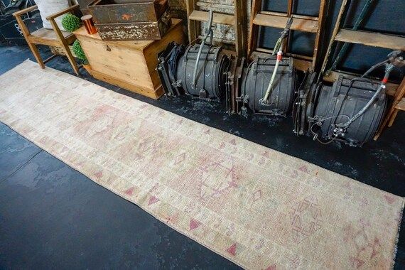 27 X 127 Vintage Turkish Runner Beige Pink and Olive | Etsy | Etsy (US)